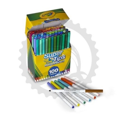 CRAYOLA PLUMONES REDONDOS SUPERTIPS PTA CONICA CAJA  C/100PZ - [ almacen 2 ]