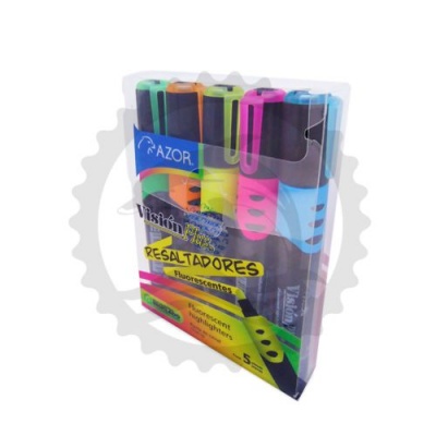 AZOR RESALTADOR  VISION PLUS SET BLISTER C/5PZ  NEON - [ almacen 1 ]
