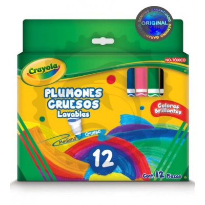 CRAYOLA PLUMONES REDONDOS SUPERTIPS PTA CONICA GRUESOS CAJA  C/12PZ - [ almacen 2 ]