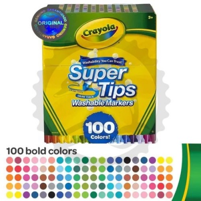 CRAYOLA PLUMONES REDONDOS SUPERTIPS PTA CONICA CAJA  C/100PZ - [ almacen 2 ]
